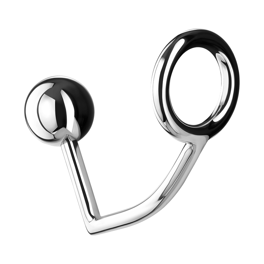 Metall-Penisring mit Analdildo, S, 4 cm