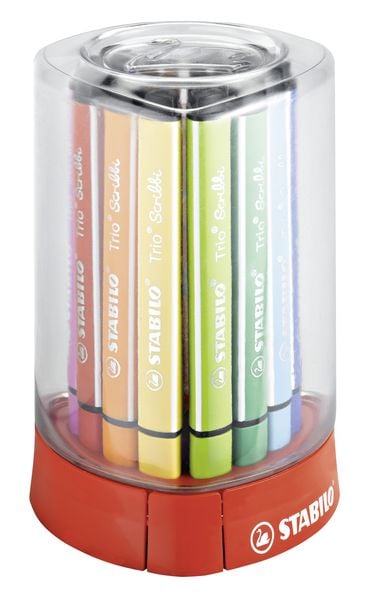 STABILO Gefederter Dreikant-Filzstift - Trio Scribbi - 12er Tischset - mit 12 verschiedenen Farben