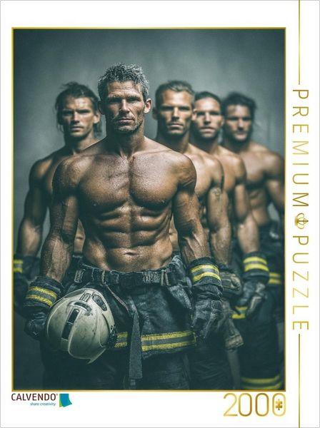 CALVENDO Puzzle Feuer und Leidenschaft - sexy Feuerwehrmänner im Einsatz | 2000 Teile Lege-Größe 90x67cm Foto-Puzzle für glückliche Stunden
