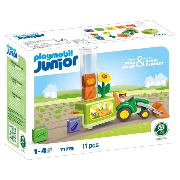 PLAYMOBIL 71773 JUNIOR: Traktor mit lustiger Pflanzmaschine