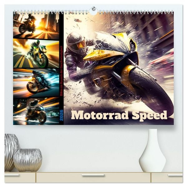 Motorrad Speed (hochwertiger Premium Wandkalender 2026 DIN A2 quer), Kunstdruck in Hochglanz