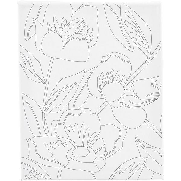 Creativ Company Mal-Leinwand mit Aufdruck, Mohnblumen, T 1,6 cm, Größe 24x30 cm, 360 g, 1 Stk