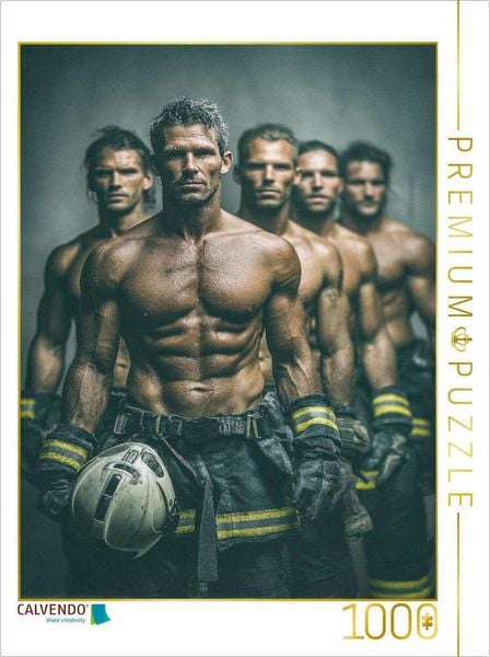 CALVENDO Puzzle Feuer und Leidenschaft - sexy Feuerwehrmänner im Einsatz | 1000 Teile Lege-Größe 64x48cm Foto-Puzzle für glückliche Stunden