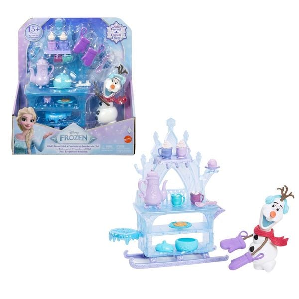 Disney Die Eiskönigin Olaf Leckereien-Schlitten-Spielset mit Olaf-Puppe und über 15 Zubehörteilen.