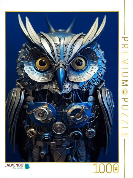 CALVENDO Puzzle Eule - Cyborg Tier in Verbindung mit Steampunk | 1000 Teile Lege-Größe 64x48cm Foto-Puzzle für glückliche Stunden