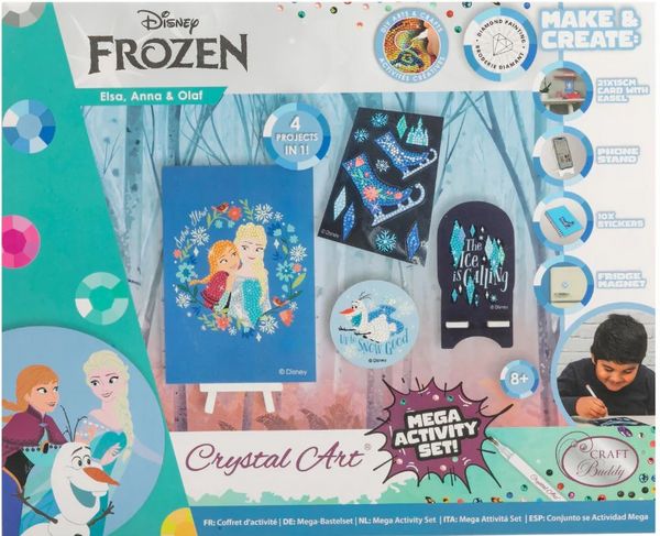 Craft Buddy CAMEGA-32DNY004 - Crystal Art Mega Activity Set, Disney, Frozen, Elsa, Anna & Olaf, Diamond Painting