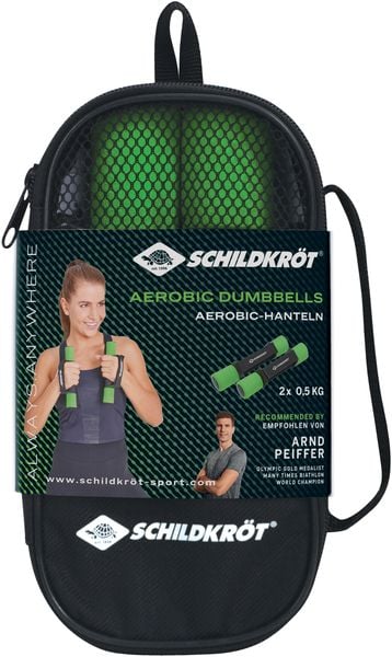 Schildkröt 960208 - Soft-Hanteln im Carrybag, Aerobic Dumbbells, 0,5 kg Set, limegreen, Heim-Fitnessgerät