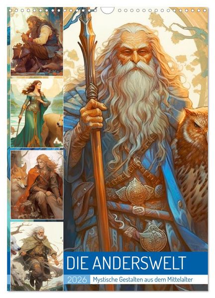 Die Anderswelt. Mystische Gestalten aus dem Mittelalter (Wandkalender 2026 DIN A3 hoch), CALVENDO Monatskalender