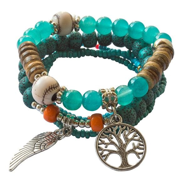 'Armband ''Baum des Lebens mit Engelsflügel'' türkis'