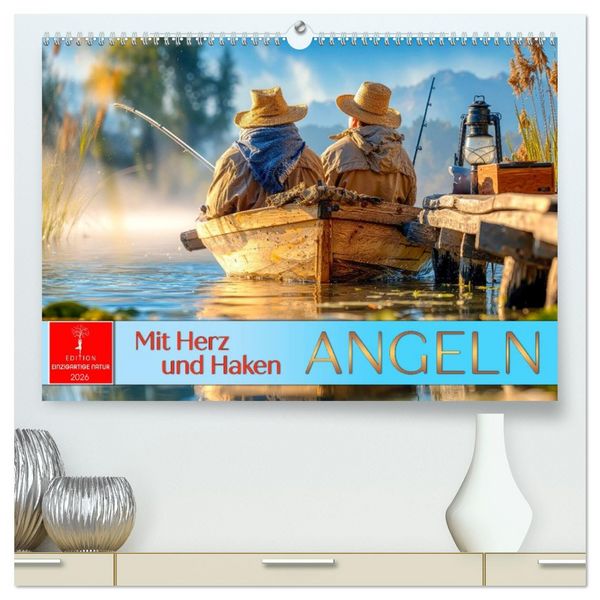 Angeln mit Herz und Haken (hochwertiger Premium Wandkalender 2026 DIN A2 quer), Kunstdruck in Hochglanz