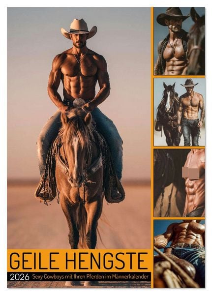 GEILE HENGSTE - Sexy Cowboys mit Ihren Pferden im Männerkalender (Tischkalender 2026 DIN A5 hoch), CALVENDO Monatskalender