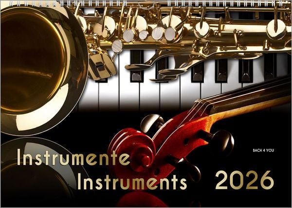 Musikinstrumente, ein Musik-Kalender 2026, DIN A4