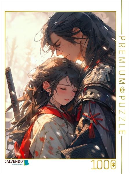 CALVENDO Puzzle Bis wir uns wiedersehen - Samurai Liebespärchen im Manga Stil | 1000 Teile Lege-Größe 64x48cm Foto-Puzzle für glückliche Stunden
