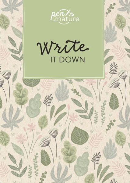 Write It Down . Nachhaltiges Notizbuch in A5 mit Hardcover und Pflanzen-Motiv