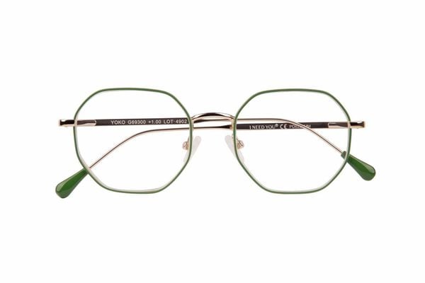 Lesebrille YOKO, grün-gold, +1.00 dpt mit Etui