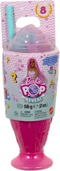 Barbie Pop Reveal Treat-Serie Set aus Puppe und Zubehör, Sweet Swirl Modepuppe mit Haustier