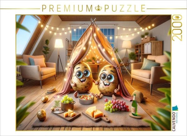 CALVENDO Puzzle Camping-Abenteuer zu Hause: Die Couch-Potatoes und ihr Zelt | 2000 Teile Lege-Größe 90x67cm Foto-Puzzle für glückliche Stunden