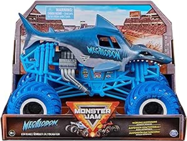 Monster Jam, offizieller Megalodon Monster Truck, Druckguss-Fahrzeug zum Sammeln im Maßstab 1:24, Spielzeug für Kinder ab 3 Jahren