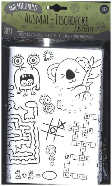 Mal Mich Bunt Ausmal-Tischdecke aus Papier, Motiv Rätsel Spiele