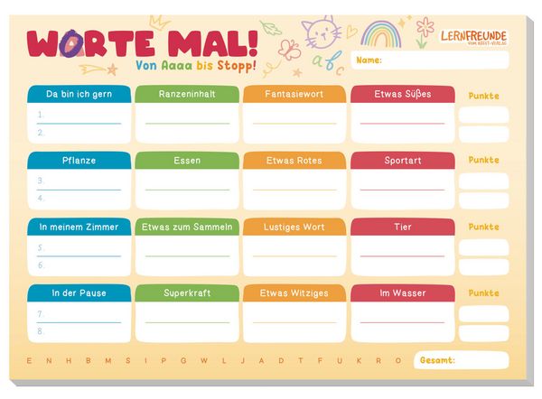 Spiele-Block Worte mal - Von Aaa bis Stopp A5