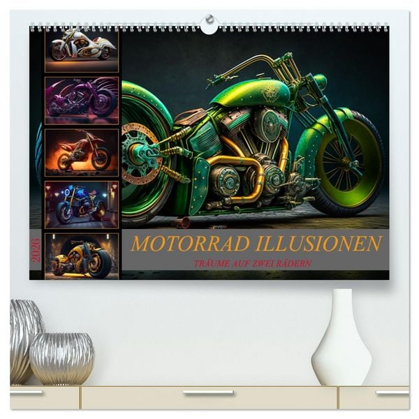 Motorrad illusionen (hochwertiger Premium Wandkalender 2026 DIN A2 quer), Kunstdruck in Hochglanz