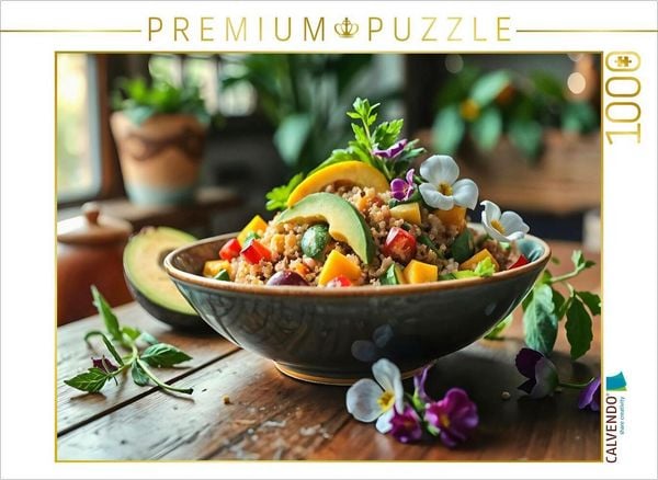 CALVENDO Puzzle Superfood trifft auf Kunst - Quinoa-Salat als HD-Leinwand & Puzzle! | 1000 Teile Lege-Größe 64x48cm Foto-Puzzle für glückliche Stunden