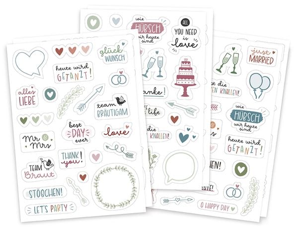 Brunnen Sticker-Set Hochzeit