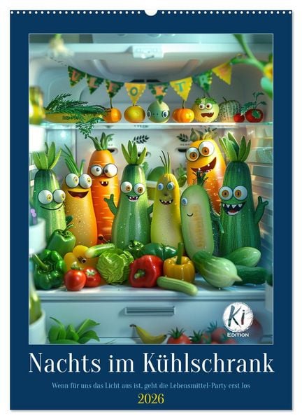 Nachts im Kühlschrank (Wandkalender 2026 DIN A2 hoch), CALVENDO Monatskalender