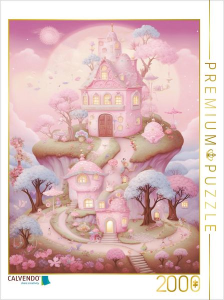 CALVENDO Puzzle Süße Häuser im rosa Wunderland | 2000 Teile Lege-Größe 90x67cm Foto-Puzzle für glückliche Stunden