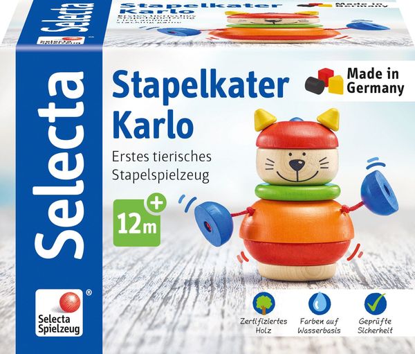 Schmidt Spiele - Selecta - Stapelkater Karlo, 10 cm