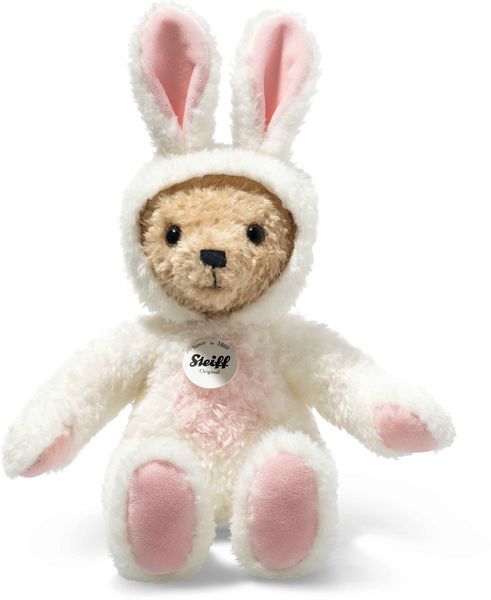 Steiff 114052 - Hoodie-Teddybär Hase, Plüsch, weiß/beige, 27 cm