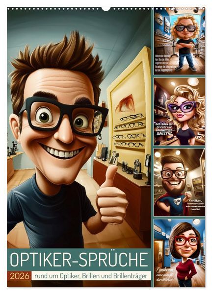 Optikersprüche (Wandkalender 2026 DIN A2 hoch), CALVENDO Monatskalender