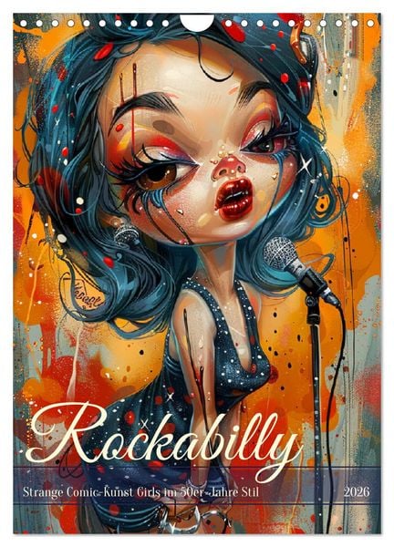 Rockabilly. Strange Comic-Kunst Girls im 50er-Jahre Stil (Wandkalender 2026 DIN A4 hoch), CALVENDO Monatskalender