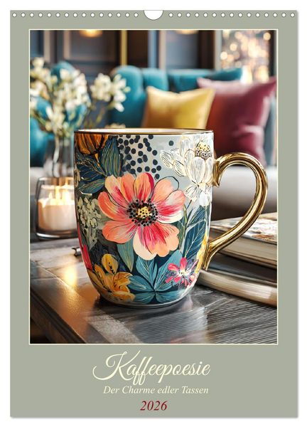 Kaffeepoesie. Der Charme edler Tassen (Wandkalender 2026 DIN A3 hoch), CALVENDO Monatskalender
