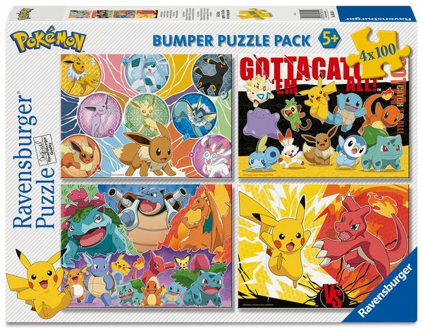 Ravensburger Kinderpuzzle 05651 - Pokémon-Kumpels – 4x 100 Teile Puzzle in einer Box, für Puzzle-Freunde und Pokémon-Fans ab 5 Jahren
