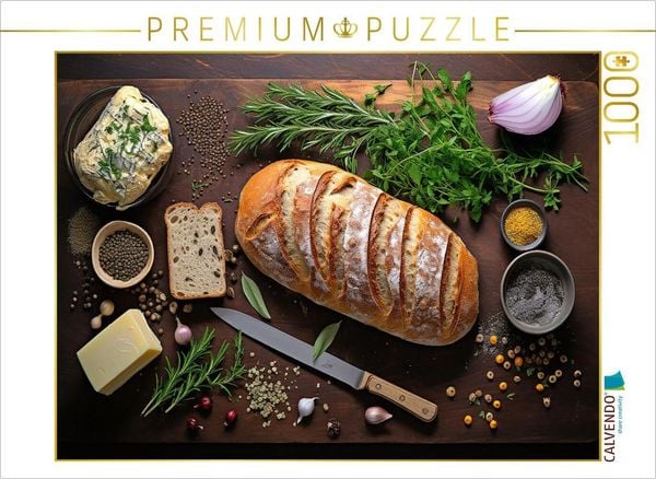 CALVENDO Puzzle Leckeres Brot mit Kräutern | 1000 Teile Lege-Größe 64x48cm Foto-Puzzle für glückliche Stunden