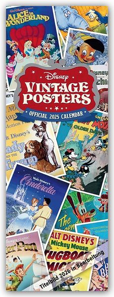 Disney Vintage Posters – Original Disney Filmplakate 2026 – Slimline-Kalender