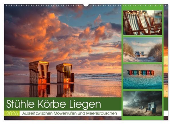 Stühle Körbe Liegen (Wandkalender 2026 DIN A2 quer), CALVENDO Monatskalender