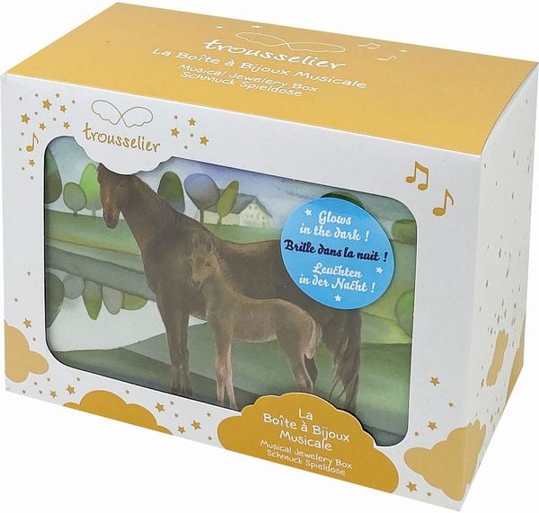 Schmuckschatulle mit Musik, Pferd Normandie, nachtleuchtend