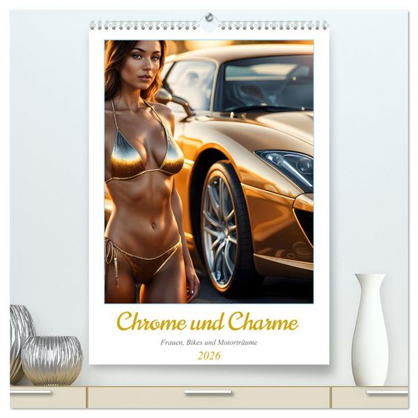 Chrome und Charme - Frauen, Bikes und Motorträume (hochwertiger Premium Wandkalender 2026 DIN A2 hoch), Kunstdruck in Hochglanz