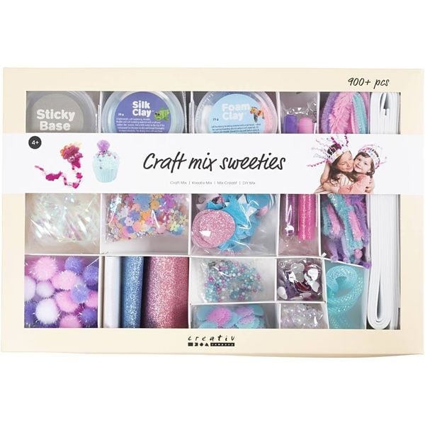 Creativ Company DIY Sets Basisversion Kreativ Mix, Pastellfarben, Süßigkeiten, Kreativ Box