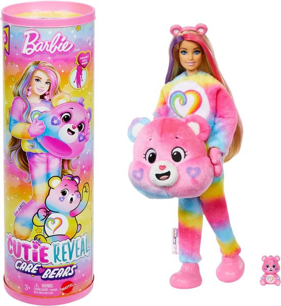 Cutie Reveal Barbie-Puppe mit Accessoires, Glücksbärchis-Serie 2, Zusammengehörigkeitsbärchi mit 10 Überraschungen