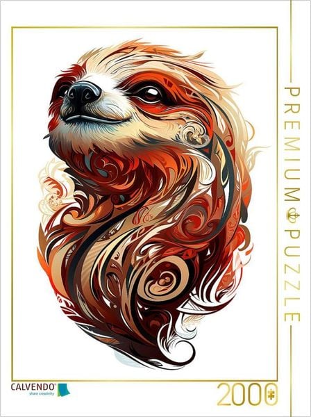 CALVENDO Puzzle Faultier im Tattoo Design | 2000 Teile Lege-Größe 90x67cm Foto-Puzzle für glückliche Stunden