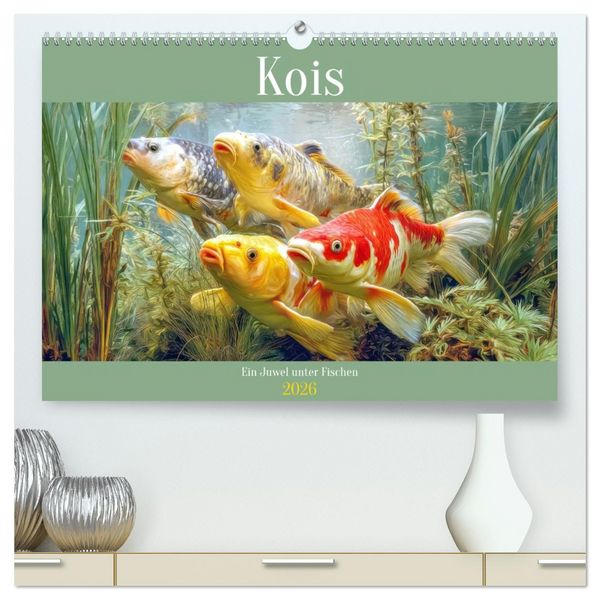 Kois - Ein Juwel unter Fischen (hochwertiger Premium Wandkalender 2026 DIN A2 quer), Kunstdruck in Hochglanz
