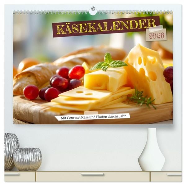 Käsekalender - mit Gourmet Käse und Platten durchs Jahr (hochwertiger Premium Wandkalender 2026 DIN A2 quer), Kunstdruck in Hochglanz