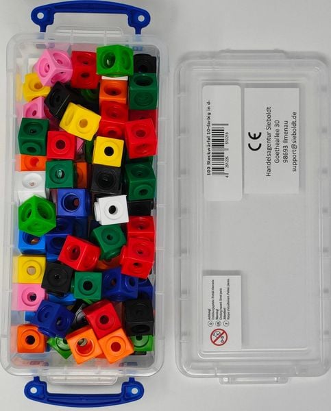 100 Steckwürfel 10-farbig 1,7cm in der Box