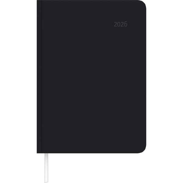Buchkalender Tucson schwarz 2026 - mit Registerschnitt - Büro-Kalender A5 - 1 Tag 1 Seite - 416 Seiten - Tucson-Einband - Zettler