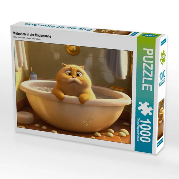 CALVENDO Puzzle Kätzchen in der Badewanne | 1000 Teile Lege-Größe 64x48cm Foto-Puzzle für glückliche Stunden