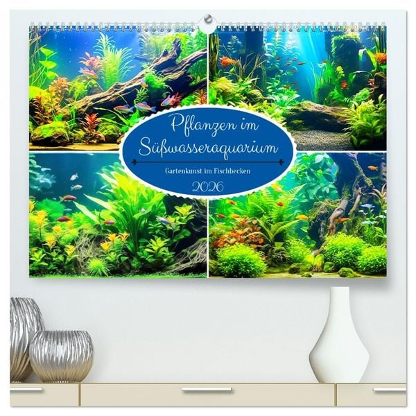 Pflanzen im Süßwasseraquarium. Gartenkunst im Fischbecken (hochwertiger Premium Wandkalender 2026 DIN A2 quer), Kunstdruck in Hochglanz