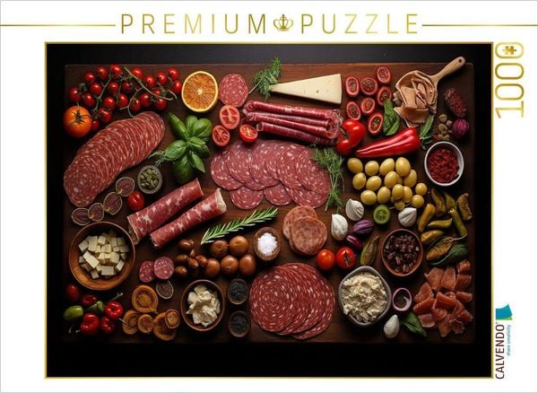 CALVENDO Puzzle Wurst und Schinken lecker angeordnet | 1000 Teile Lege-Größe 64x48cm Foto-Puzzle für glückliche Stunden